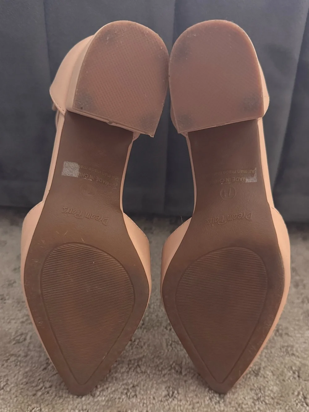 Dream Pairs Nude Ankle-Strap Pointed-Toe Block Heels